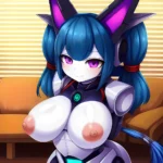 Android Exposed Breasts Pov Gynoid Mecha Girl Robot Robot Girl Twintails Vermana Arms Behind Back, 3930399077