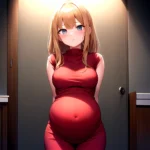 1girl Solo Standing Pregnant Facing The Viewer Arms Behind Back 1 3 Masterpiece Best Quality, 1249248203