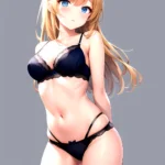 1girl Standing Lingerie Blue Eyes Arms Behind Back Simple Background Anime Girl Facing The Viewer, 2153414214