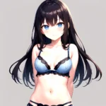 1girl Standing Lingerie Blue Eyes Arms Behind Back Simple Background Anime Girl Facing The Viewer Uwu, 1736918211