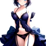 1girl Standing Lingerie Blue Eyes Arms Behind Back Simple Background Anime Girl Facing The Viewer Uwu, 1864879013