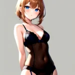 1girl Standing Lingerie Blue Eyes Arms Behind Back Simple Background Anime Girl Facing The Viewer Uwu, 2963988080