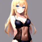 1girl Standing Lingerie Blue Eyes Arms Behind Back Simple Background Anime Girl Facing The Viewer Uwu, 3850168360