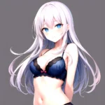 1girl Standing Lingerie Blue Eyes Arms Behind Back Simple Background Anime Girl Facing The Viewer Uwu, 4185313918