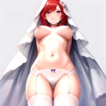 Nishikino Maki 1girl Ass Visible Through Thighs Blush Breasts Bridal Lingerie Bridal Veil Cowboy Shot From Below Garter Belt Gar, 2166746055