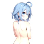 Small Breasts Small Boobs Furina Genshin Impact 1girl Ahoge Blue Eyes Blue Hair Blush Breasts Closed Mouth Collarbone Completely, 1460552372