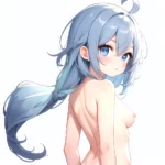 Small Breasts Small Boobs Furina Genshin Impact 1girl Ahoge Blue Eyes Blue Hair Blush Breasts Closed Mouth Collarbone Completely, 652949804