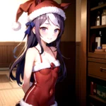 Mejiro Dober Umamusume 1girl Animal Ears Bell Blush Bow Christmas Ears Through Headwear Fur Trimmed Headwear Fur Trim Hat Hat, 2807300258