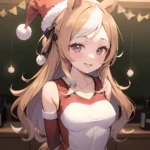 Mejiro Dober Umamusume 1girl Bell Blush Bow Christmas Ears Through Headwear Fur Trimmed Headwear Fur Trim Hat Hat Bow Horse, 2720981051