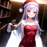 Mejiro Dober Umamusume 1girl Bell Blush Bow Christmas Ears Through Headwear Fur Trimmed Headwear Fur Trim Hat Hat Bow Horse, 3676217769