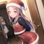 Mejiro Dober Umamusume 1girl Bell Blush Bow Christmas Ears Through Headwear Fur Trimmed Headwear Fur Trim Hat Hat Bow Long, 2414301098