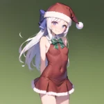 Mejiro Dober Umamusume 1girl Bell Blush Bow Christmas Ears Through Headwear Fur Trimmed Headwear Fur Trim Hat Hat Bow Long, 2656026480