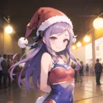 Mejiro Dober Umamusume 1girl Bell Blush Bow Christmas Ears Through Headwear Fur Trimmed Headwear Fur Trim Hat Hat Bow Long, 4247122987