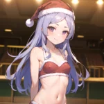 Mejiro Dober Umamusume 1girl Bell Blush Bow Christmas Ears Through Headwear Fur Trimmed Headwear Fur Trim Hat Hat Bow Long, 5729991