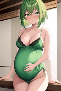 anime,pregnant,small tits,40s age,orgasm face,green hair,pixie hair style,dark skin,soft anime,restaurant,close-up view,gaming,lingerie
