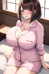 anime,busty,huge boobs,30s age,orgasm face,brunette,bobcut hair style,light skin,vintage,hospital,front view,gaming,pajamas