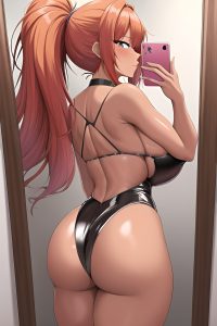 anime,skinny,huge boobs,80s age,seductive face,ginger,ponytail hair style,dark skin,mirror selfie,shower,back view,jumping,latex