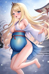 anime,pregnant,small tits,70s age,orgasm face,blonde,straight hair style,light skin,watercolor,snow,back view,jumping,geisha