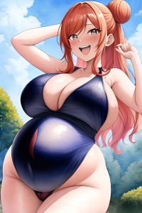 anime,pregnant,huge boobs,50s age,laughing face,ginger,hair bun hair style,dark skin,watercolor,onsen,back view,t-pose,latex