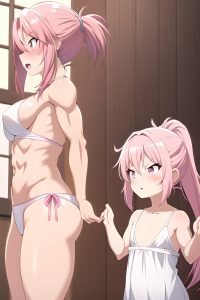 anime,muscular,small tits,30s age,shocked face,pink hair,ponytail hair style,light skin,skin detail (beta),wedding,side view,t-pose,goth