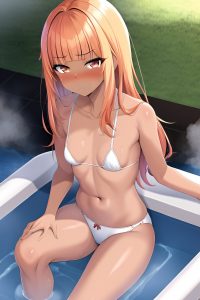 anime,skinny,small tits,70s age,sad face,ginger,slicked hair style,dark skin,soft + warm,hot tub,front view,gaming,schoolgirl