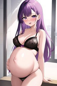 anime,pregnant,small tits,40s age,orgasm face,purple hair,bangs hair style,light skin,crisp anime,shower,close-up view,cumshot,lingerie