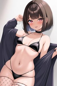 anime,busty,small tits,60s age,ahegao face,brunette,bobcut hair style,dark skin,dark fantasy,strip club,front view,on back,fishnet