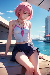 anime,skinny,small tits,30s age,orgasm face,pink hair,bobcut hair style,light skin,watercolor,casino,side view,plank,schoolgirl