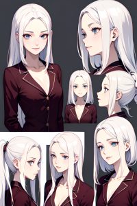 anime,skinny,small tits,30s age,happy face,white hair,straight hair style,light skin,skin detail (beta),casino,side view,massage,schoolgirl