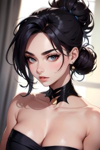 anime,busty,huge boobs,20s age,angry face,ginger,pigtails hair style,light skin,dark fantasy,party,close-up view,jumping,goth