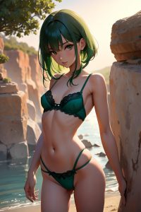 anime,skinny,small tits,18 age,orgasm face,green hair,bangs hair style,dark skin,watercolor,desert,back view,on back,lingerie