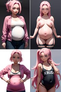 anime,pregnant,small tits,18 age,shocked face,pink hair,slicked hair style,dark skin,3d,strip club,side view,cumshot,teacher