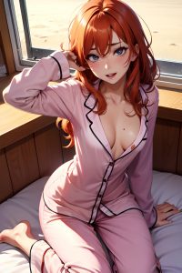 anime,skinny,small tits,40s age,ahegao face,ginger,messy hair style,light skin,film photo,desert,close-up view,gaming,pajamas
