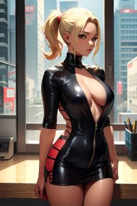 anime,busty,small tits,60s age,seductive face,blonde,slicked hair style,dark skin,cyberpunk,prison,back view,on back,teacher