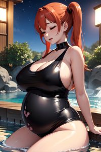 anime,pregnant,huge boobs,30s age,ahegao face,ginger,pigtails hair style,dark skin,3d,onsen,side view,sleeping,latex