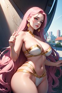 anime,skinny,small tits,70s age,sad face,green hair,messy hair style,light skin,painting,snow,front view,gaming,bikini
