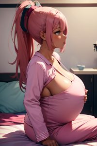 anime,pregnant,small tits,70s age,orgasm face,pink hair,ponytail hair style,dark skin,vintage,gym,side view,straddling,pajamas