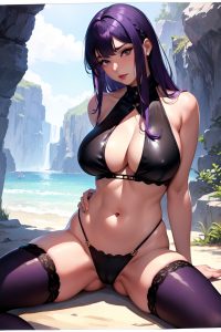 anime,skinny,huge boobs,80s age,orgasm face,purple hair,bangs hair style,dark skin,watercolor,cave,front view,straddling,goth