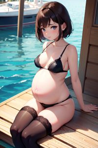 anime,pregnant,small tits,40s age,sad face,brunette,pixie hair style,light skin,painting,yacht,front view,straddling,stockings