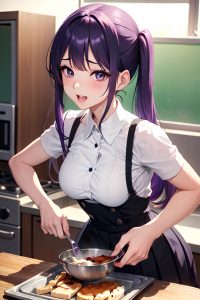 anime,busty,small tits,50s age,ahegao face,purple hair,bangs hair style,light skin,black and white,wedding,front view,cooking,schoolgirl