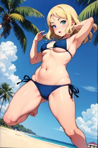 anime,chubby,small tits,20s age,seductive face,blonde,straight hair style,light skin,film photo,bar,front view,jumping,bikini