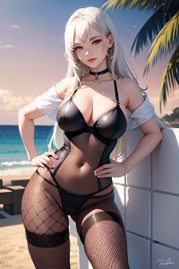 anime,pregnant,small tits,50s age,shocked face,white hair,bangs hair style,light skin,charcoal,yacht,front view,bathing,bikini
