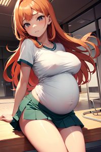 anime,pregnant,small tits,18 age,sad face,ginger,straight hair style,dark skin,comic,hospital,front view,jumping,mini skirt