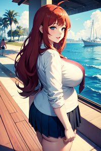 anime,chubby,huge boobs,60s age,happy face,ginger,straight hair style,light skin,cyberpunk,yacht,back view,gaming,schoolgirl