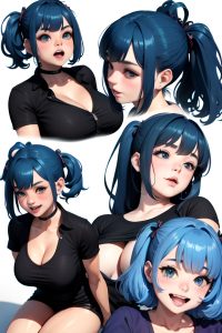 anime,chubby,small tits,50s age,laughing face,blue hair,messy hair style,dark skin,3d,casino,side view,straddling,goth