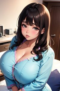 anime,chubby,huge boobs,70s age,pouting lips face,brunette,bangs hair style,dark skin,comic,hospital,close-up view,cumshot,pajamas