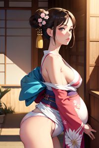 anime,pregnant,small tits,60s age,seductive face,brunette,hair bun hair style,light skin,painting,desert,side view,cumshot,kimono