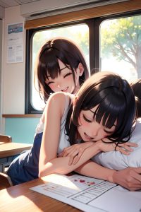 anime,skinny,small tits,18 age,laughing face,brunette,bangs hair style,dark skin,watercolor,yacht,front view,sleeping,teacher