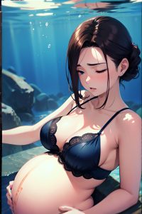 anime,pregnant,small tits,40s age,sad face,brunette,slicked hair style,light skin,film photo,underwater,front view,sleeping,lingerie
