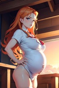 anime,pregnant,small tits,70s age,serious face,ginger,slicked hair style,light skin,crisp anime,yacht,front view,cumshot,stockings
